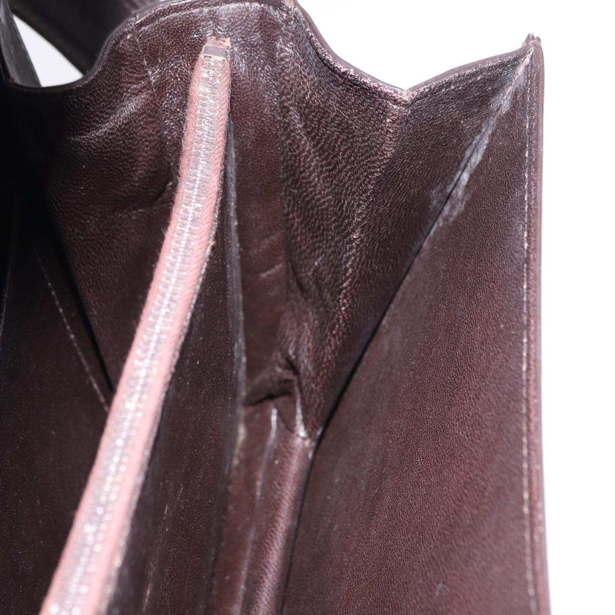 GUCCI Shoulder Bag Leather Dark Brown Gold Auth 191010