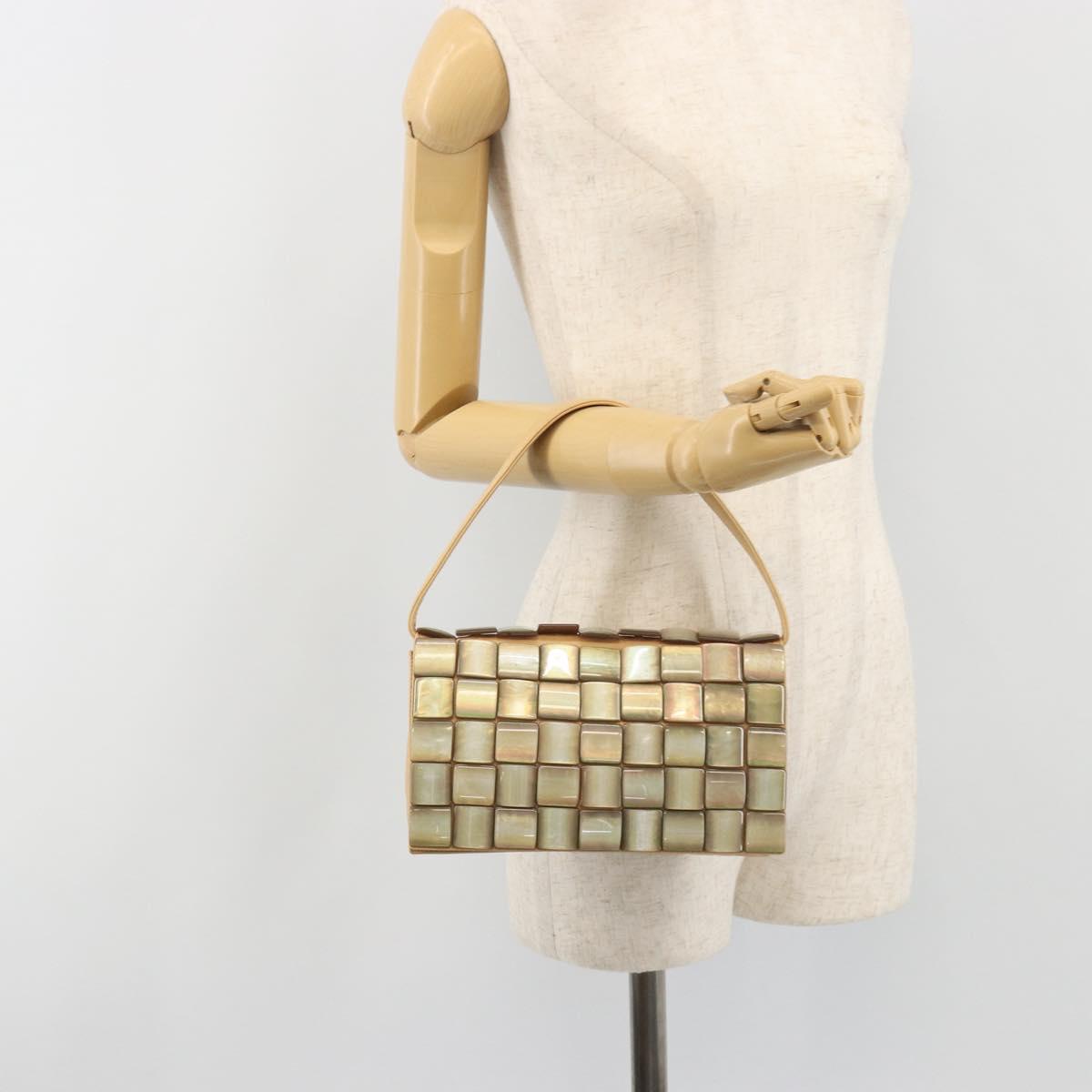 BOTTEGA VENETA Hand Bag Leather Beige Silver Auth 191011V