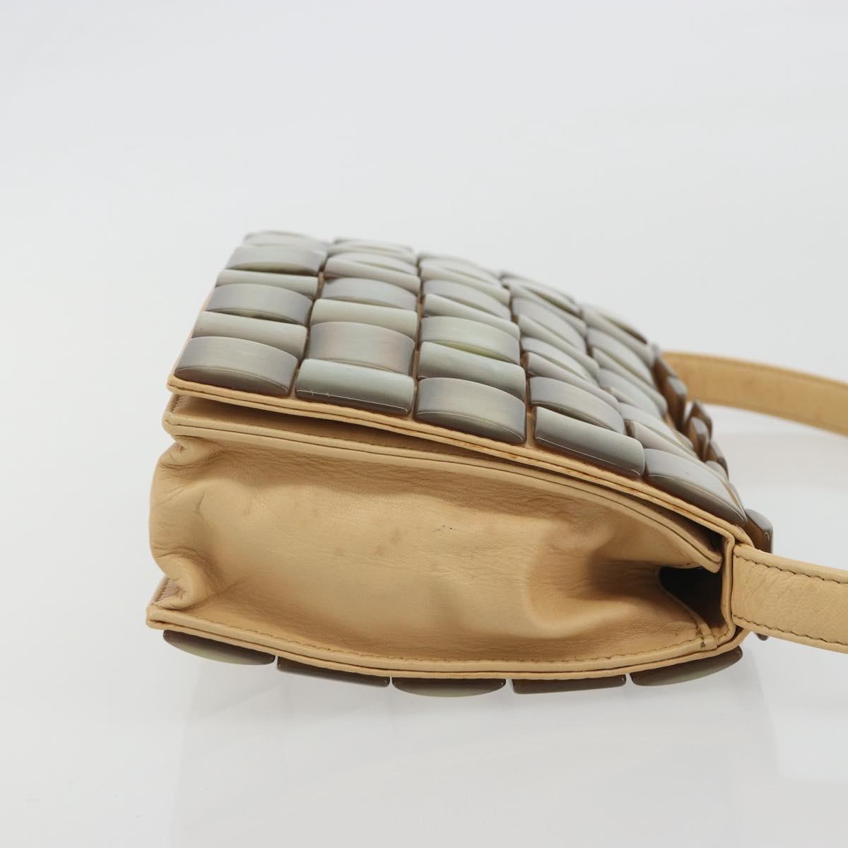 BOTTEGA VENETA Hand Bag Leather Beige Silver Auth 191011V