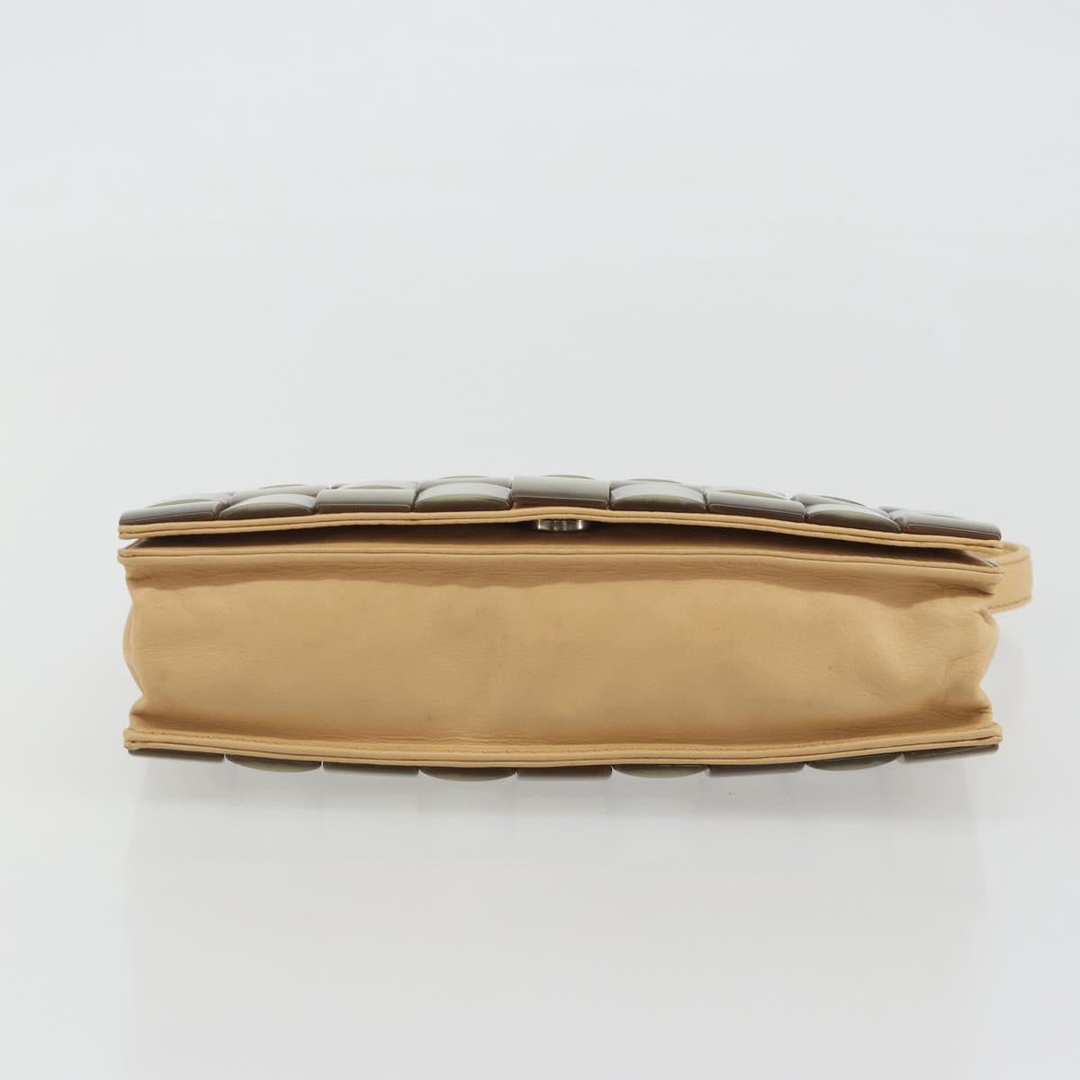 BOTTEGA VENETA Hand Bag Leather Beige Silver Auth 191011V