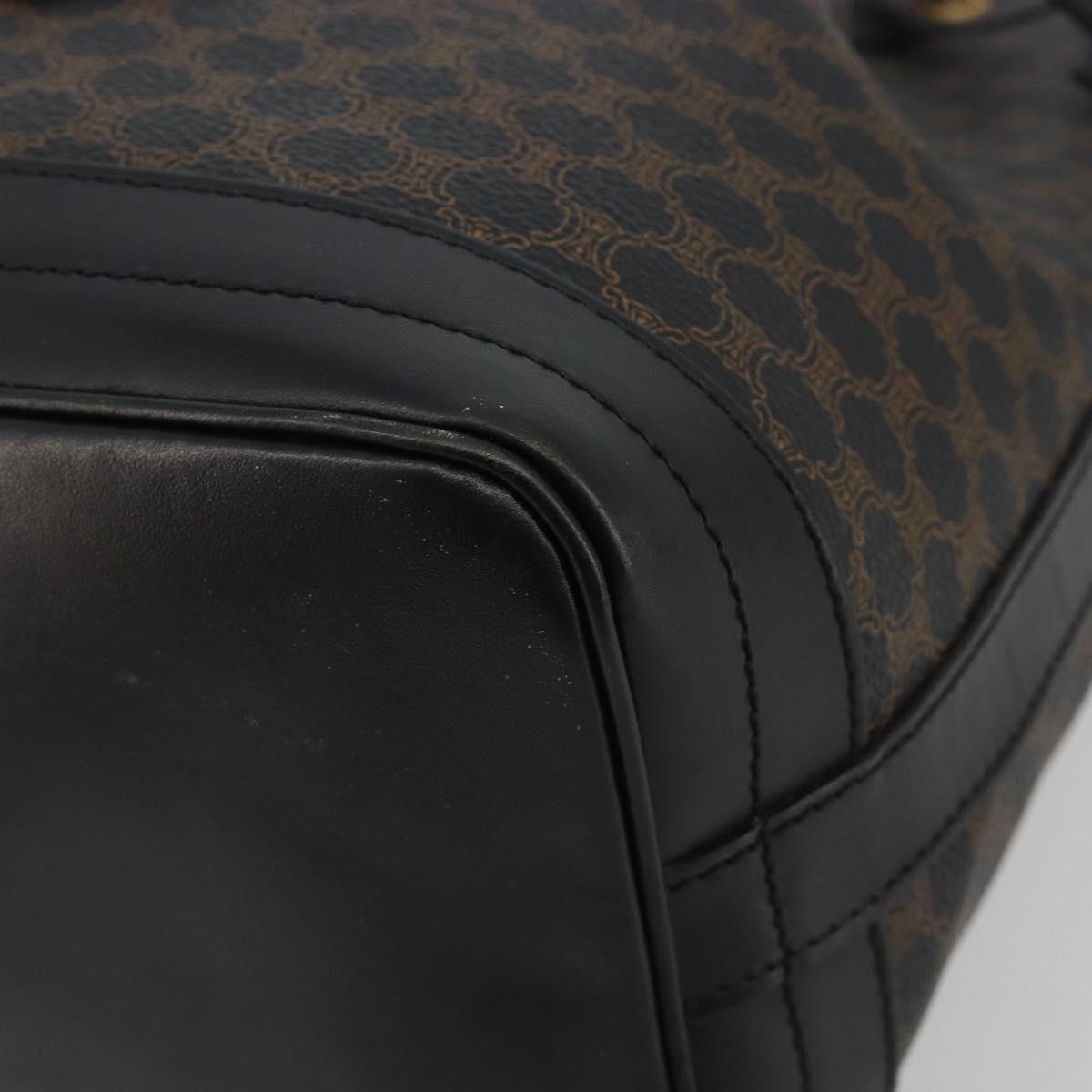 CELINE Macadam Canvas Shoulder Bag PVC Leather Black Gold Auth 191013A