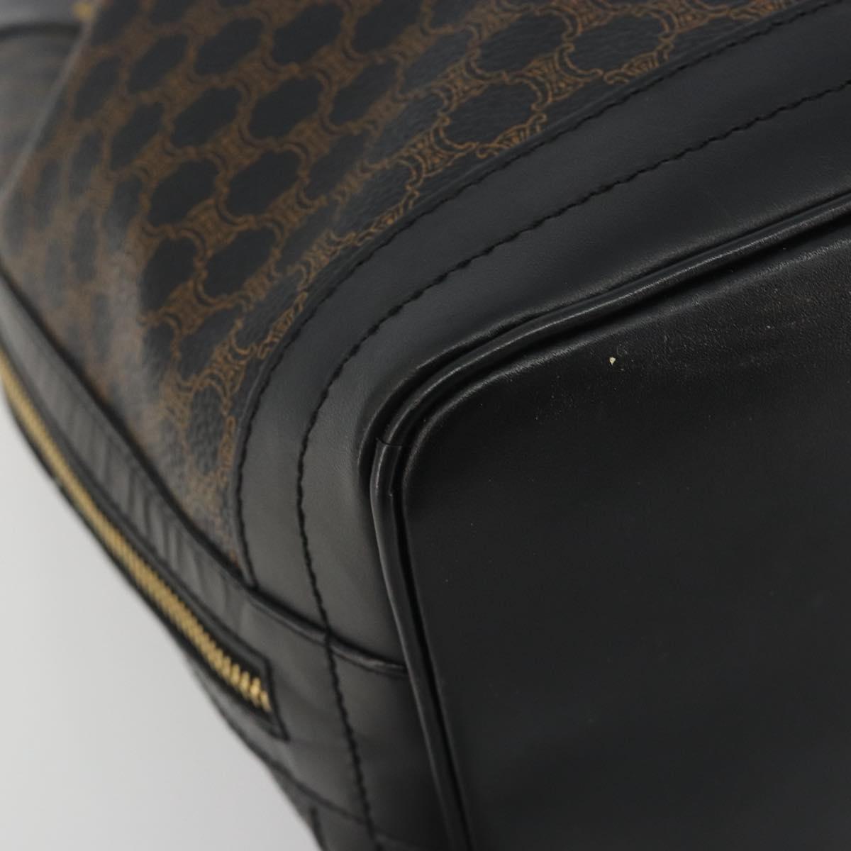 CELINE Macadam Canvas Shoulder Bag PVC Leather Black Gold Auth 191013A