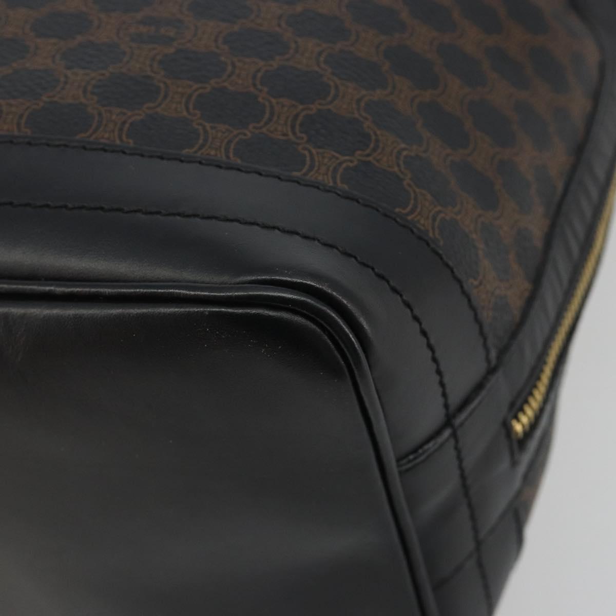 CELINE Macadam Canvas Shoulder Bag PVC Leather Black Gold Auth 191013A
