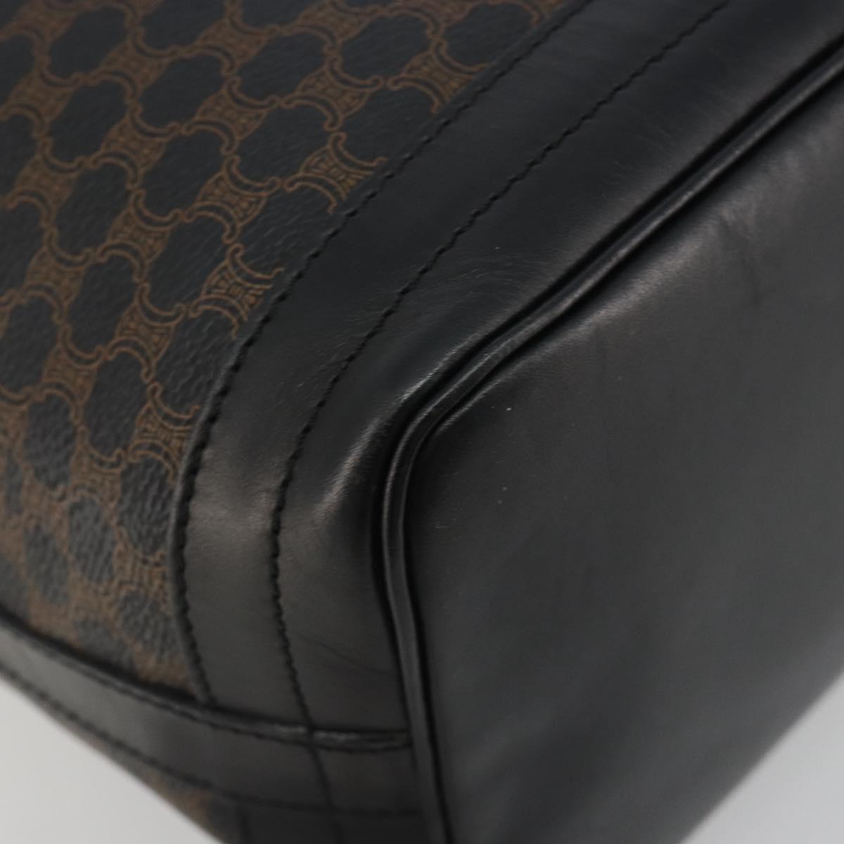 CELINE Macadam Canvas Shoulder Bag PVC Leather Black Gold Auth 191013A