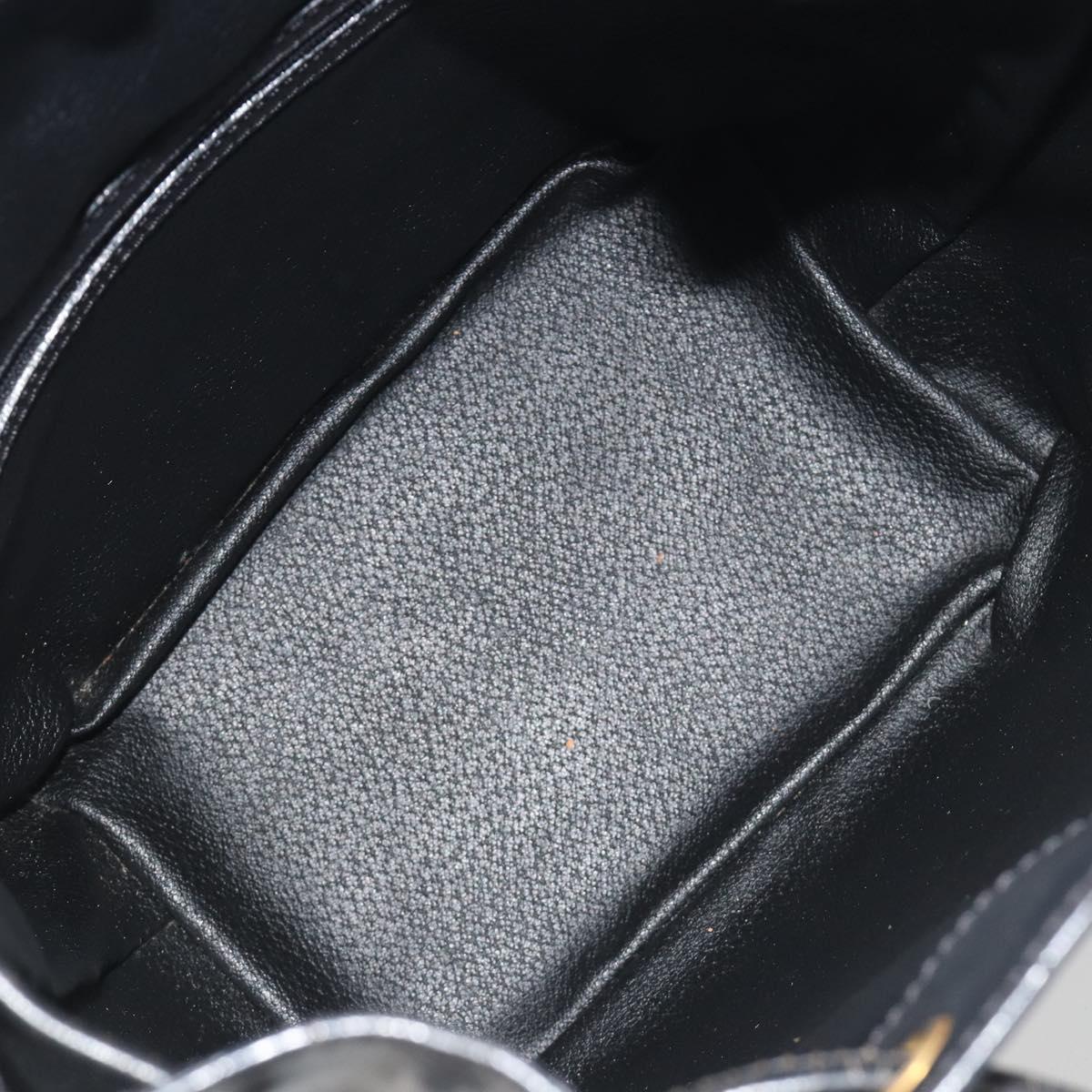 CELINE Macadam Canvas Shoulder Bag PVC Leather Black Gold Auth 191013A