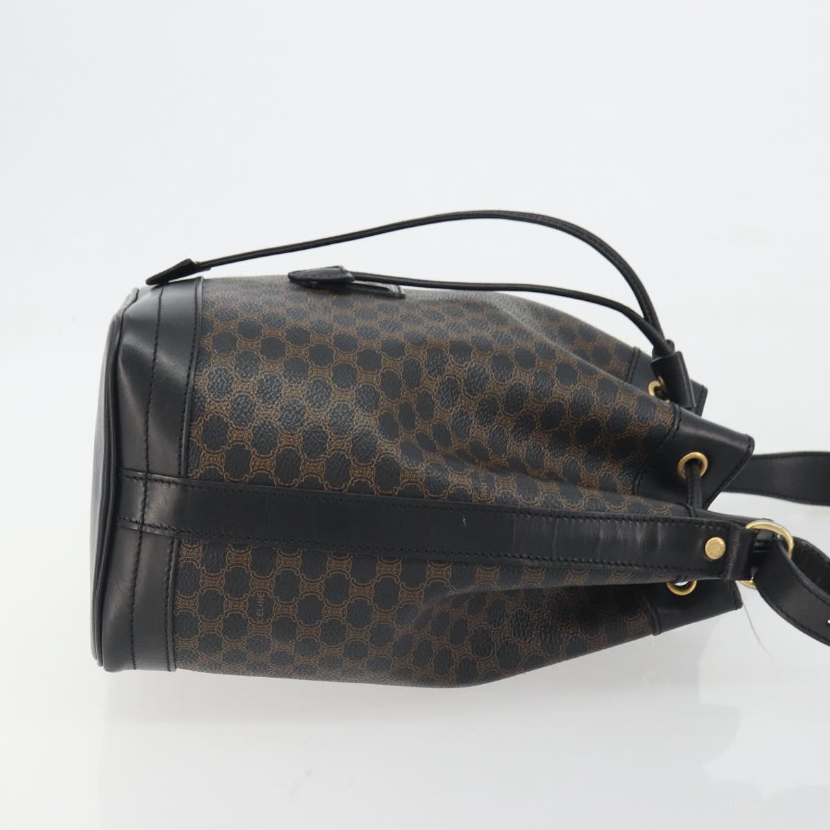 CELINE Macadam Canvas Shoulder Bag PVC Leather Black Gold Auth 191013A