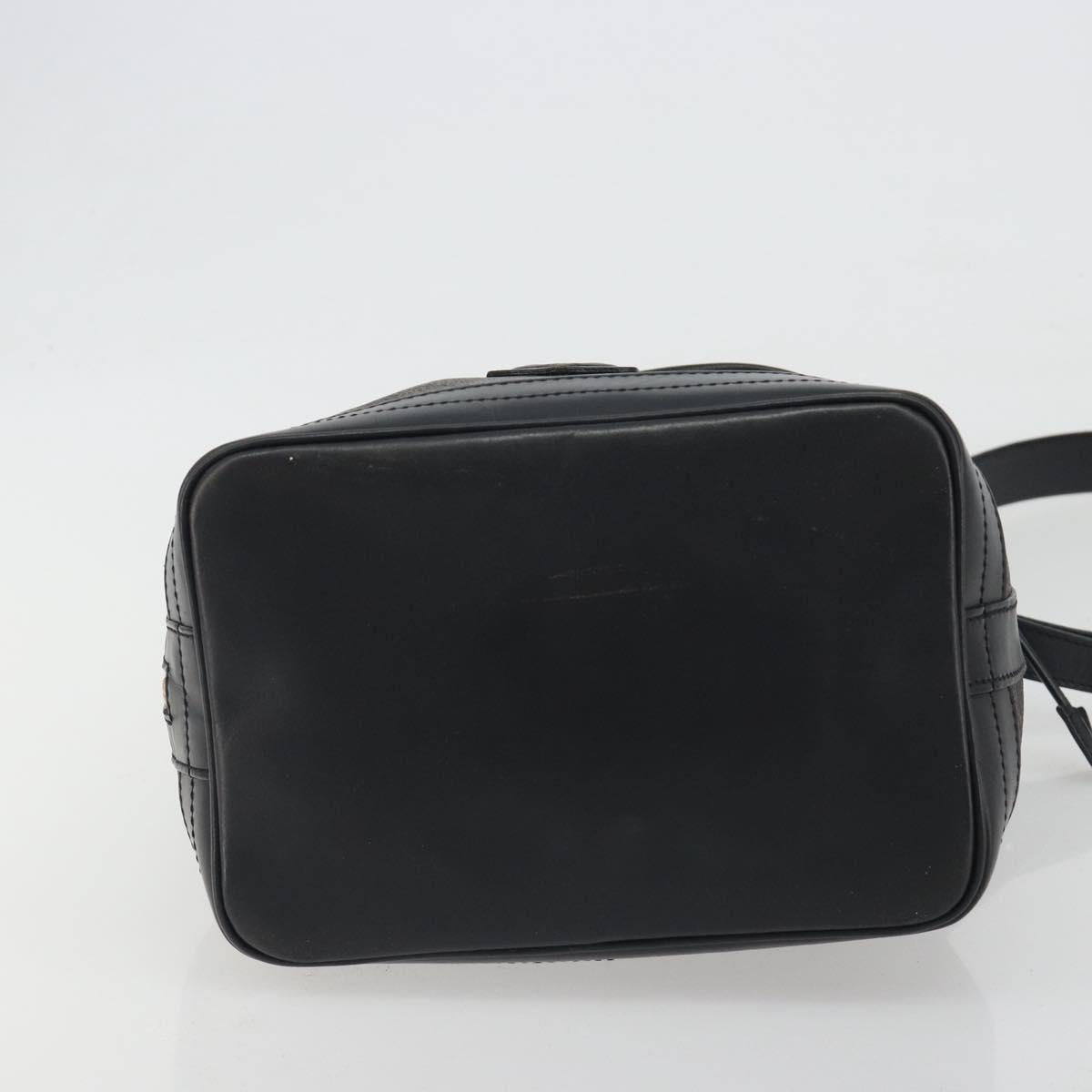CELINE Macadam Canvas Shoulder Bag PVC Leather Black Gold Auth 191013A