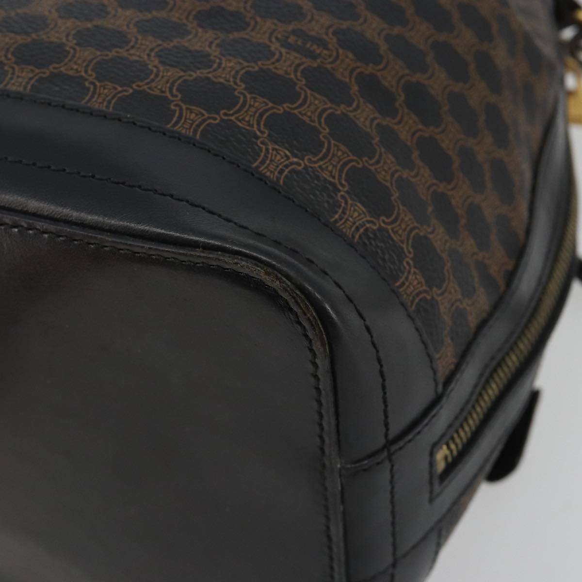 CELINE Macadam Shoulder Bag PVC Leather Black Gold Auth 191016