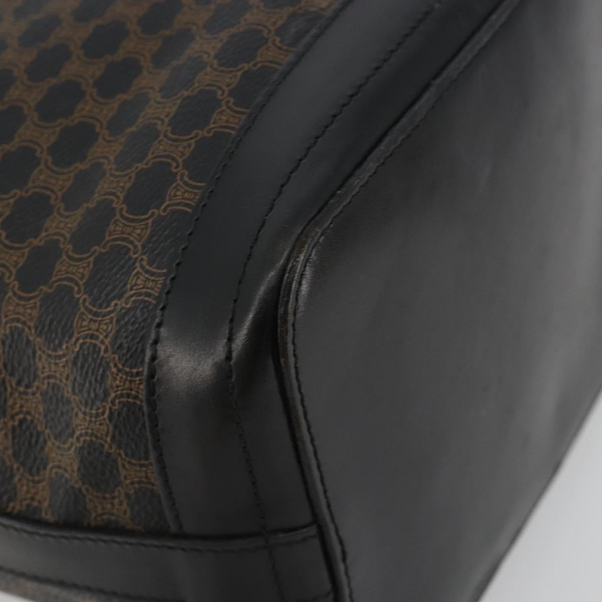 CELINE Macadam Shoulder Bag PVC Leather Black Gold Auth 191016