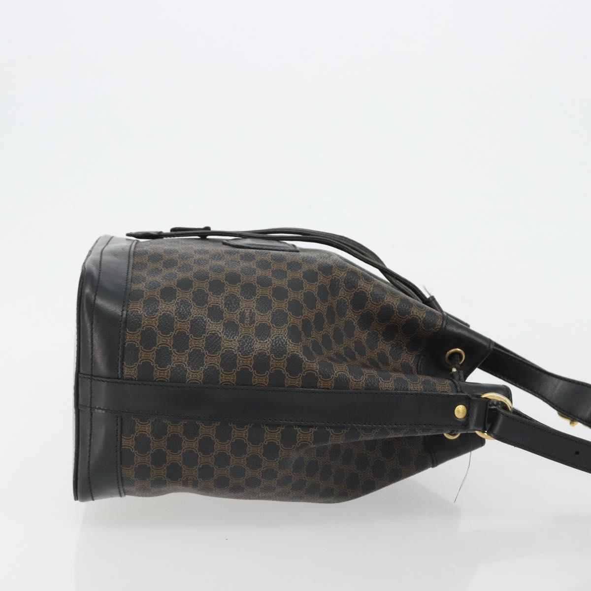 CELINE Macadam Shoulder Bag PVC Leather Black Gold Auth 191016