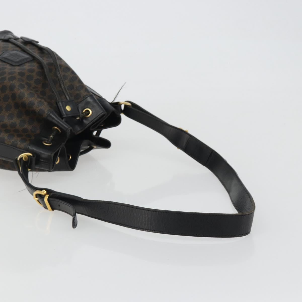 CELINE Macadam Shoulder Bag PVC Leather Black Gold Auth 191016