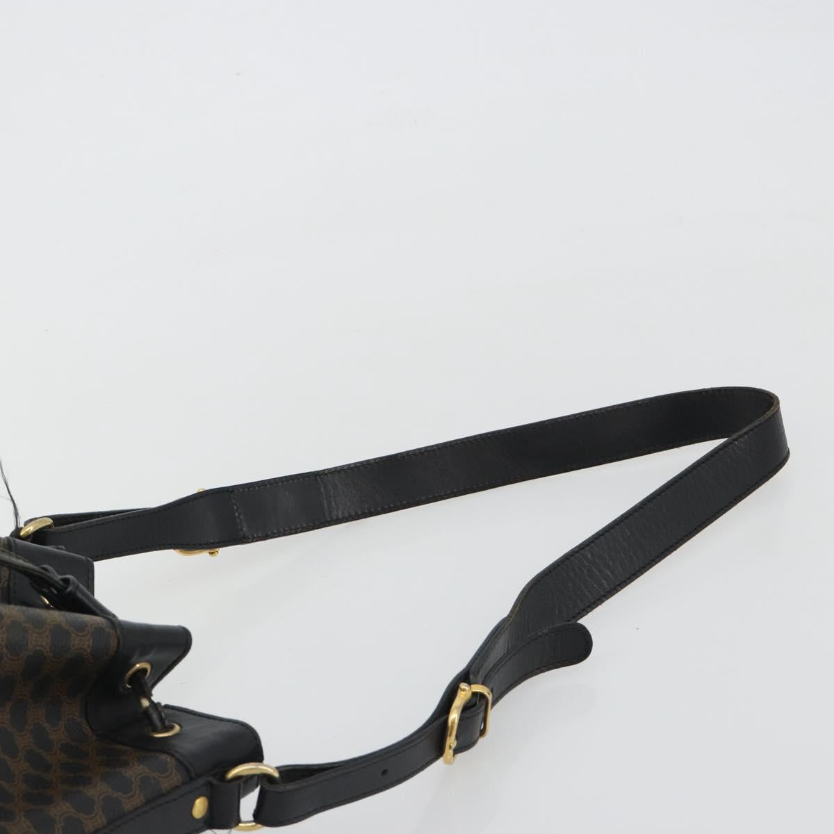 CELINE Macadam Shoulder Bag PVC Leather Black Gold Auth 191016