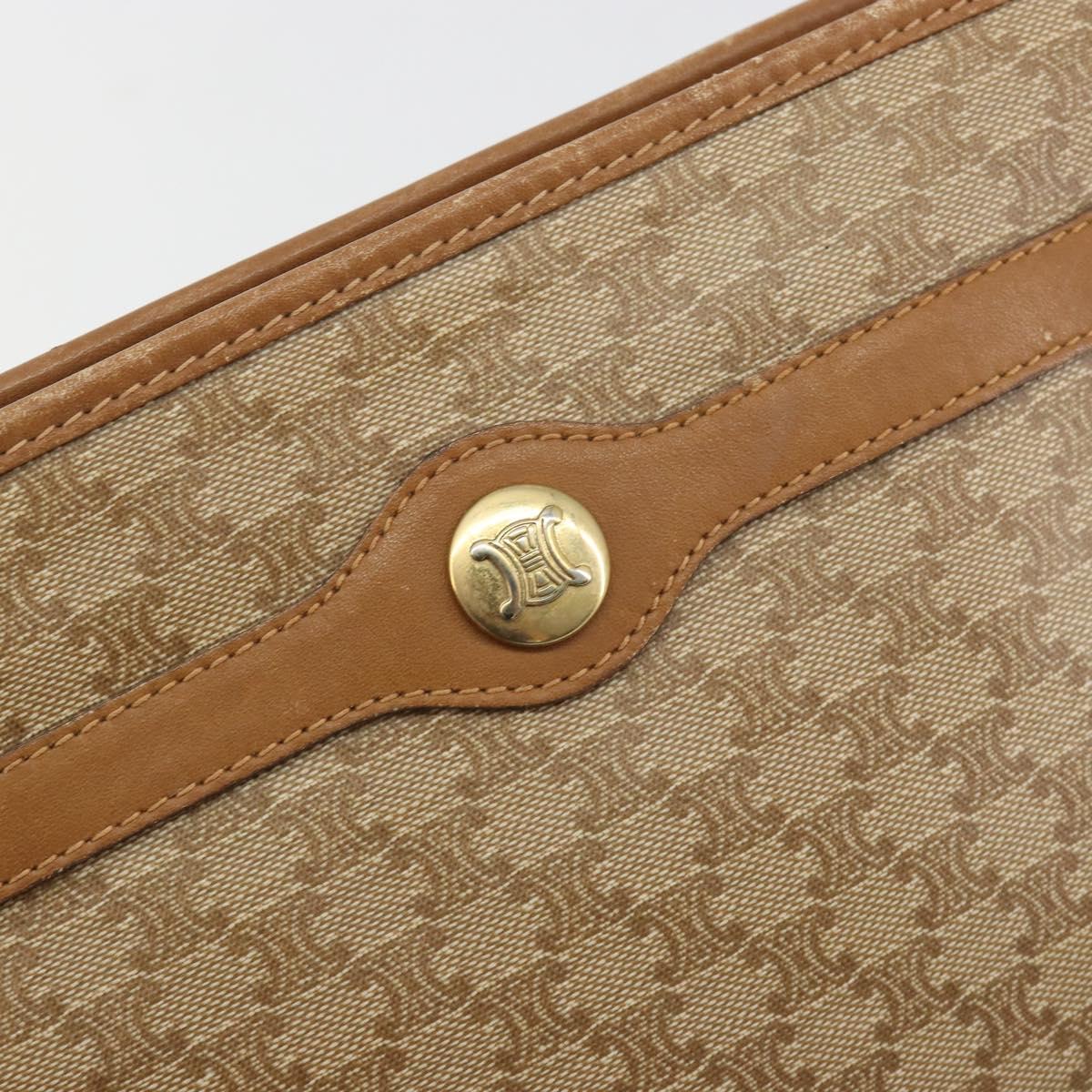 CELINE Macadam Shoulder Bag PVC Leather Beige Gold Auth 191017A