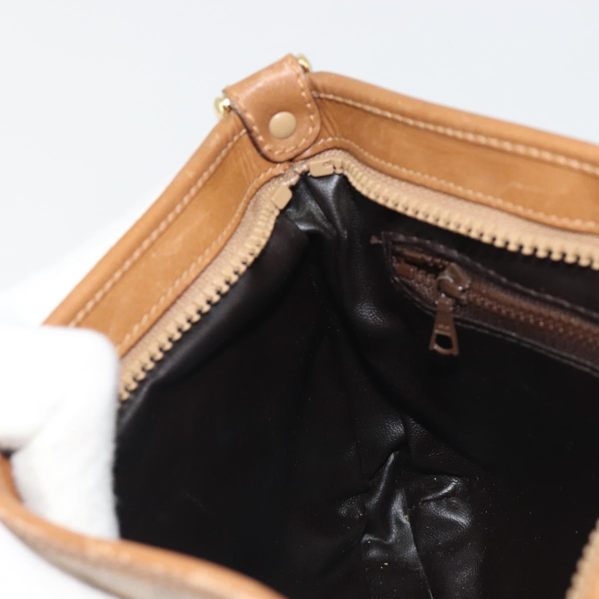 CELINE Macadam Shoulder Bag PVC Leather Beige Gold Auth 191017A