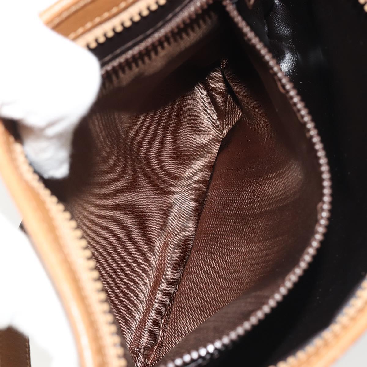 CELINE Macadam Shoulder Bag PVC Leather Beige Gold Auth 191017A