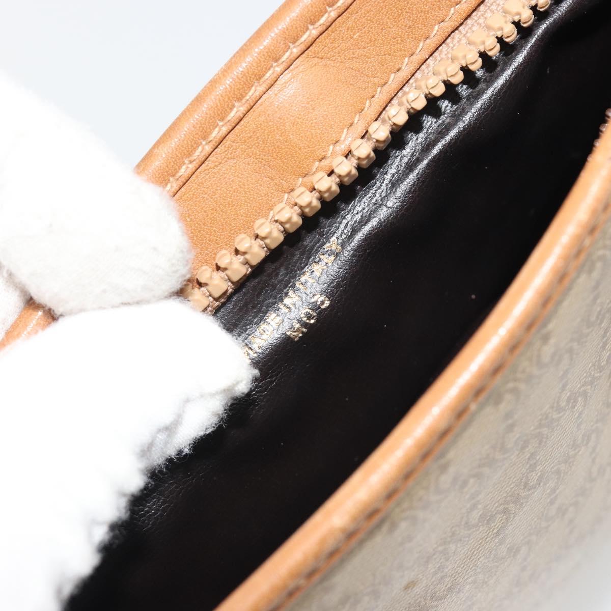 CELINE Macadam Shoulder Bag PVC Leather Beige Gold Auth 191017A