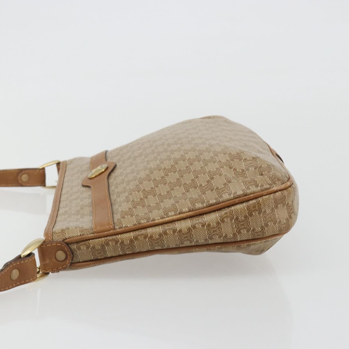 CELINE Macadam Shoulder Bag PVC Leather Beige Gold Auth 191017A
