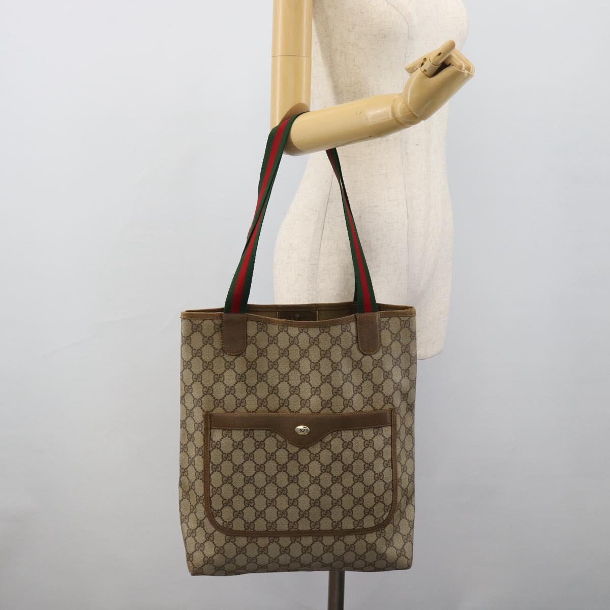 GUCCI GG Supreme Tote Bag PVC Leather Beige 39 02 003 Auth 191018