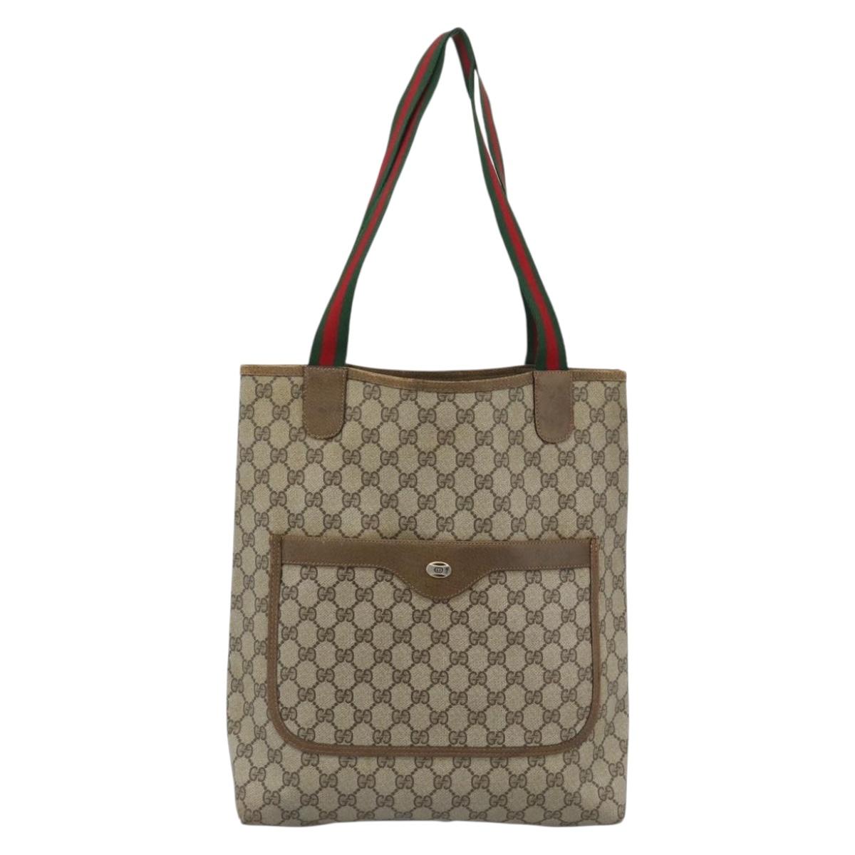 GUCCI GG Supreme Tote Bag PVC Leather Beige 39 02 003 Auth 191018