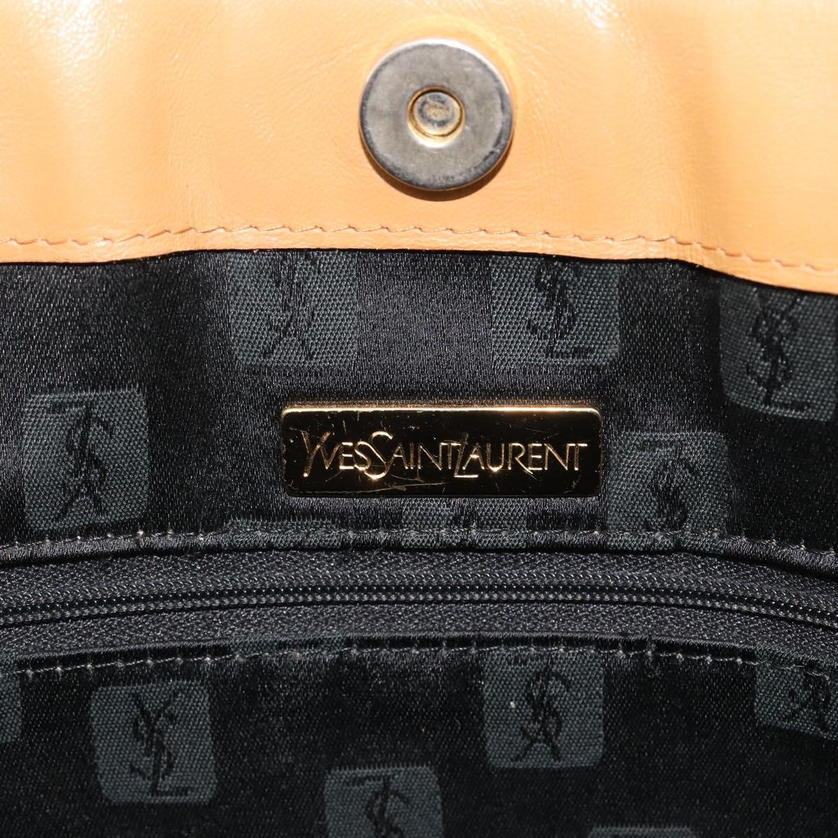 SAINT LAURENT Tote Bag Leather Black Beige Auth 191020