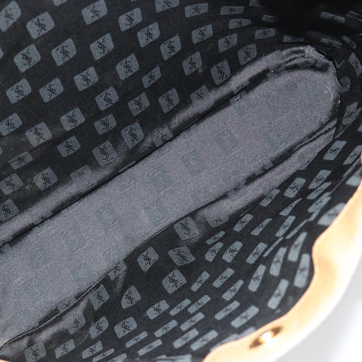 SAINT LAURENT Tote Bag Leather Black Beige Auth 191020