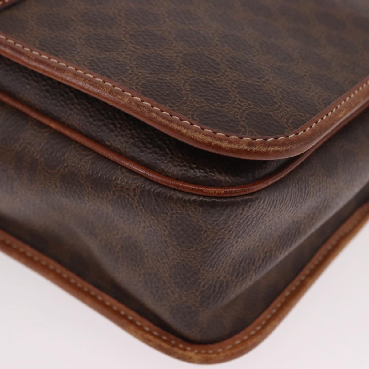 CELINE Macadam Shoulder Bag PVC Leather Brown Gold Auth 191021