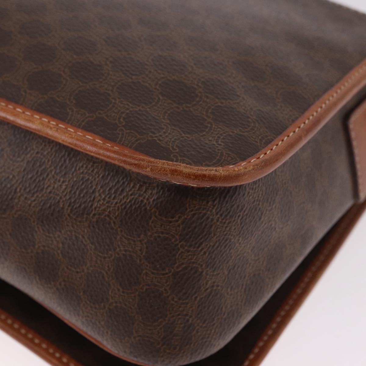CELINE Macadam Shoulder Bag PVC Leather Brown Gold Auth 191021