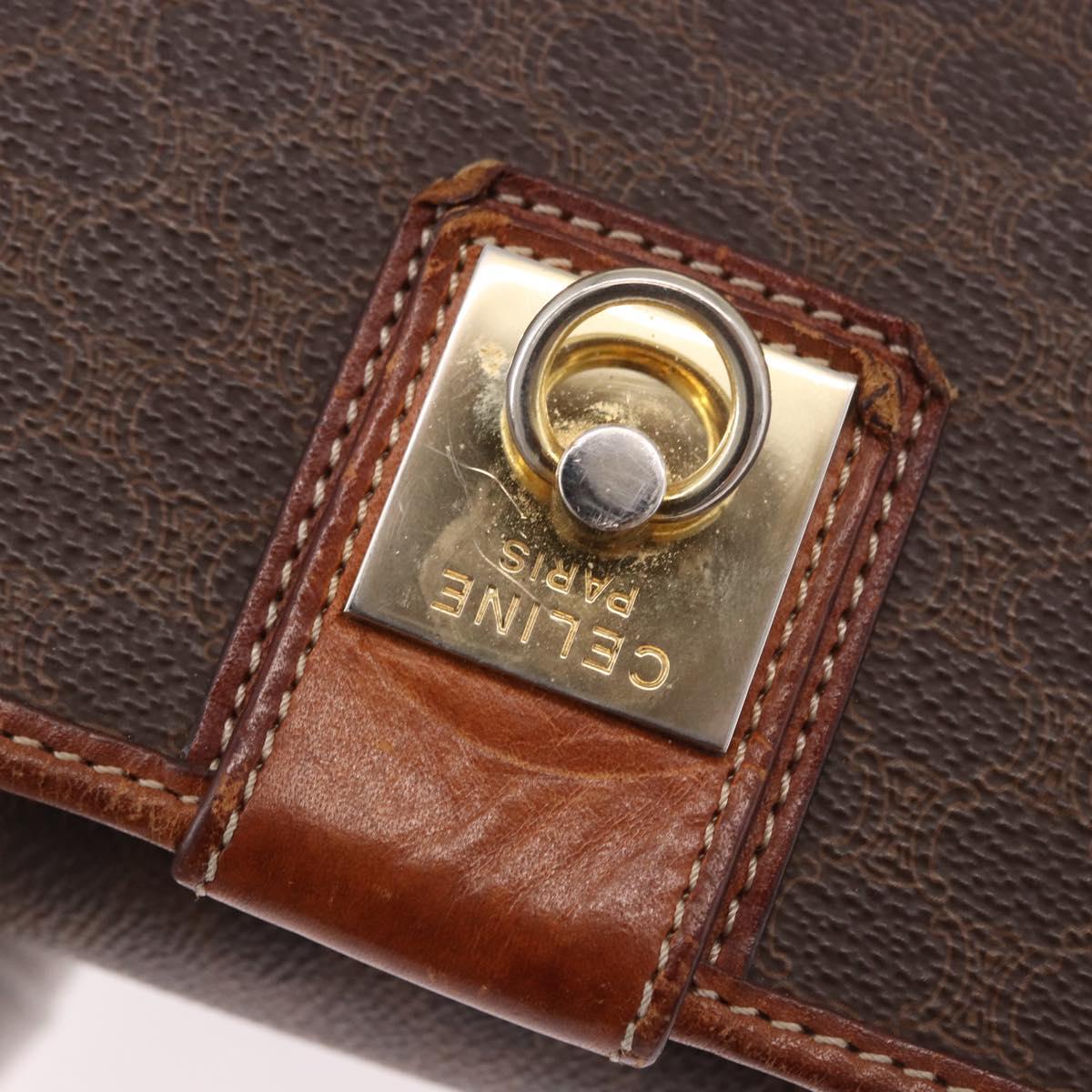 CELINE Macadam Shoulder Bag PVC Leather Brown Gold Auth 191021