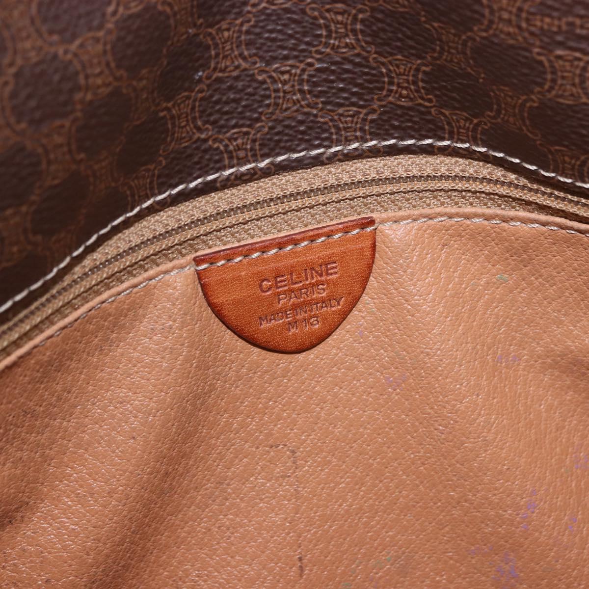 CELINE Macadam Shoulder Bag PVC Leather Brown Gold Auth 191021