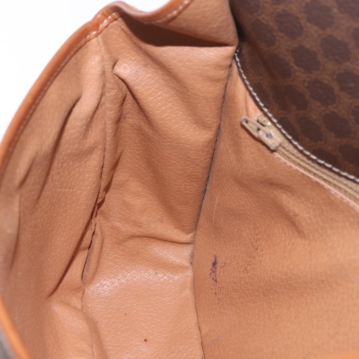 CELINE Macadam Shoulder Bag PVC Leather Brown Gold Auth 191021