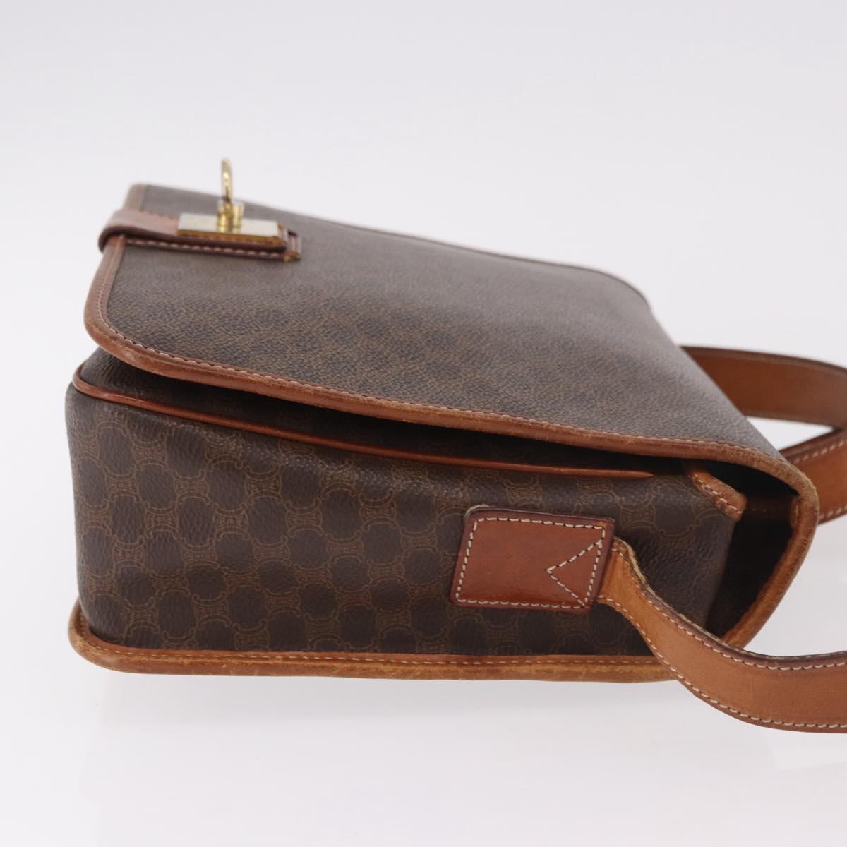 CELINE Macadam Shoulder Bag PVC Leather Brown Gold Auth 191021