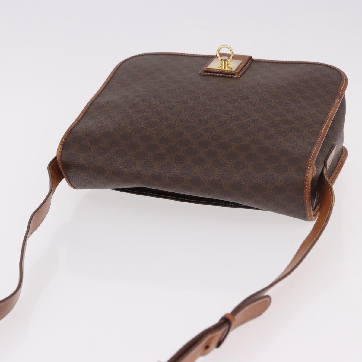 CELINE Macadam Shoulder Bag PVC Leather Brown Gold Auth 191021