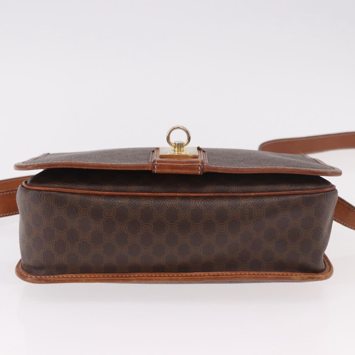 CELINE Macadam Shoulder Bag PVC Leather Brown Gold Auth 191021