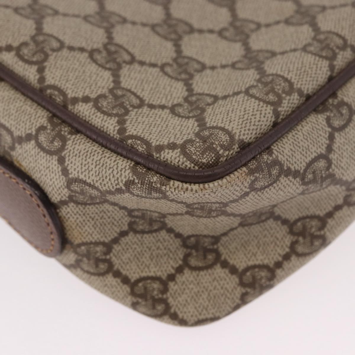 GUCCI GG Supreme Shoulder Bag PVC Leather Beige Gold Auth 191022