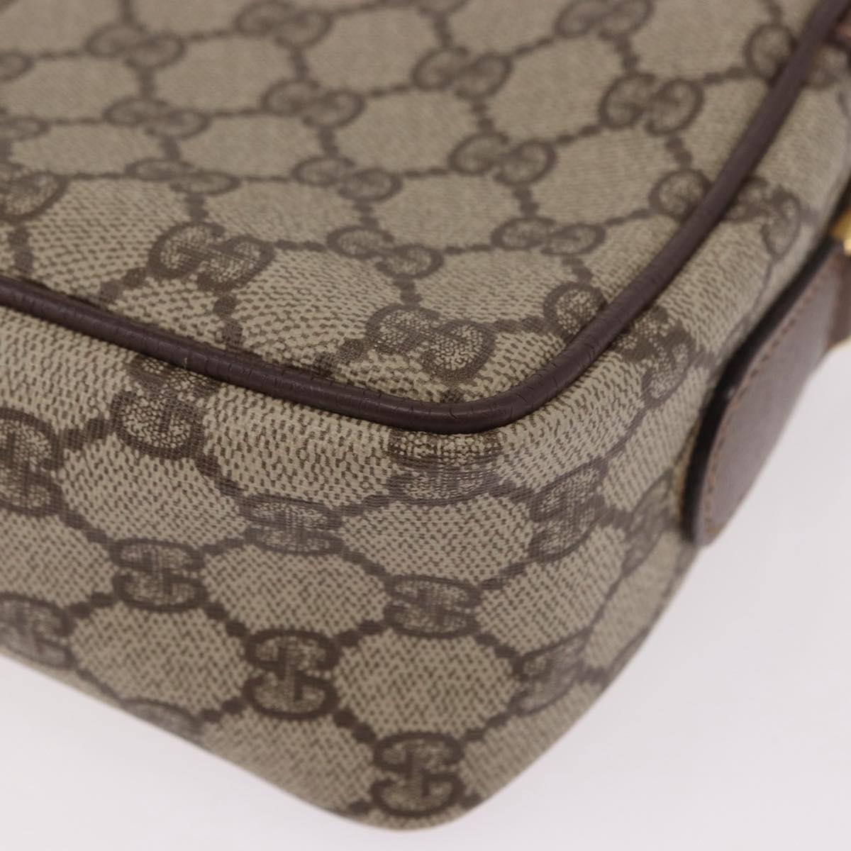 GUCCI GG Supreme Shoulder Bag PVC Leather Beige Gold Auth 191022