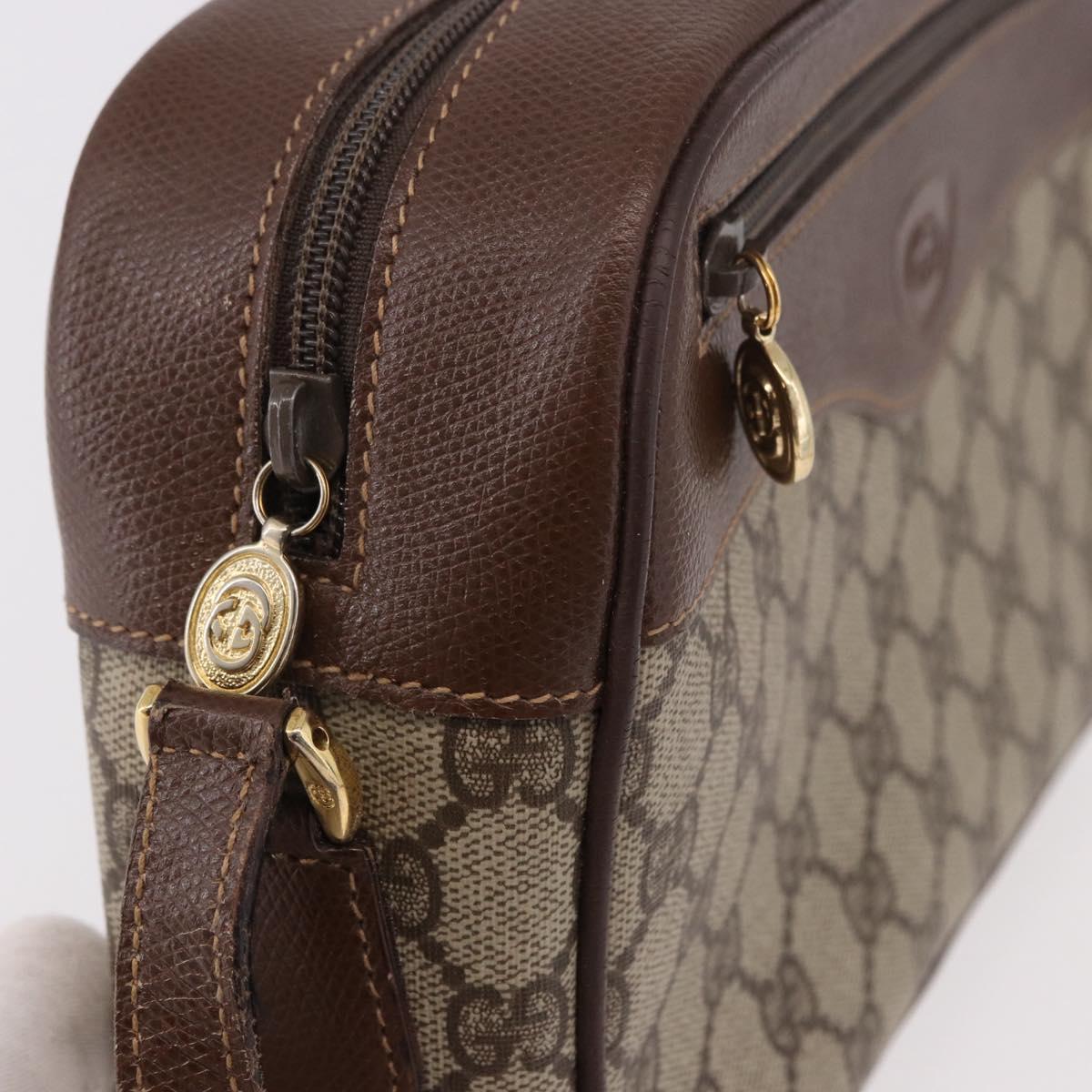 GUCCI GG Supreme Shoulder Bag PVC Leather Beige Gold Auth 191022
