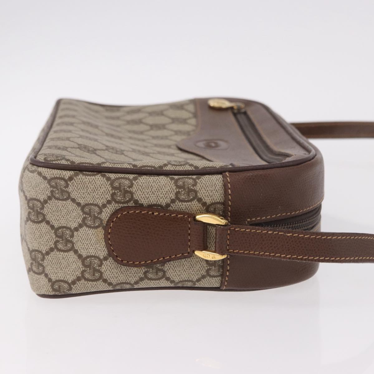 GUCCI GG Supreme Shoulder Bag PVC Leather Beige Gold Auth 191022