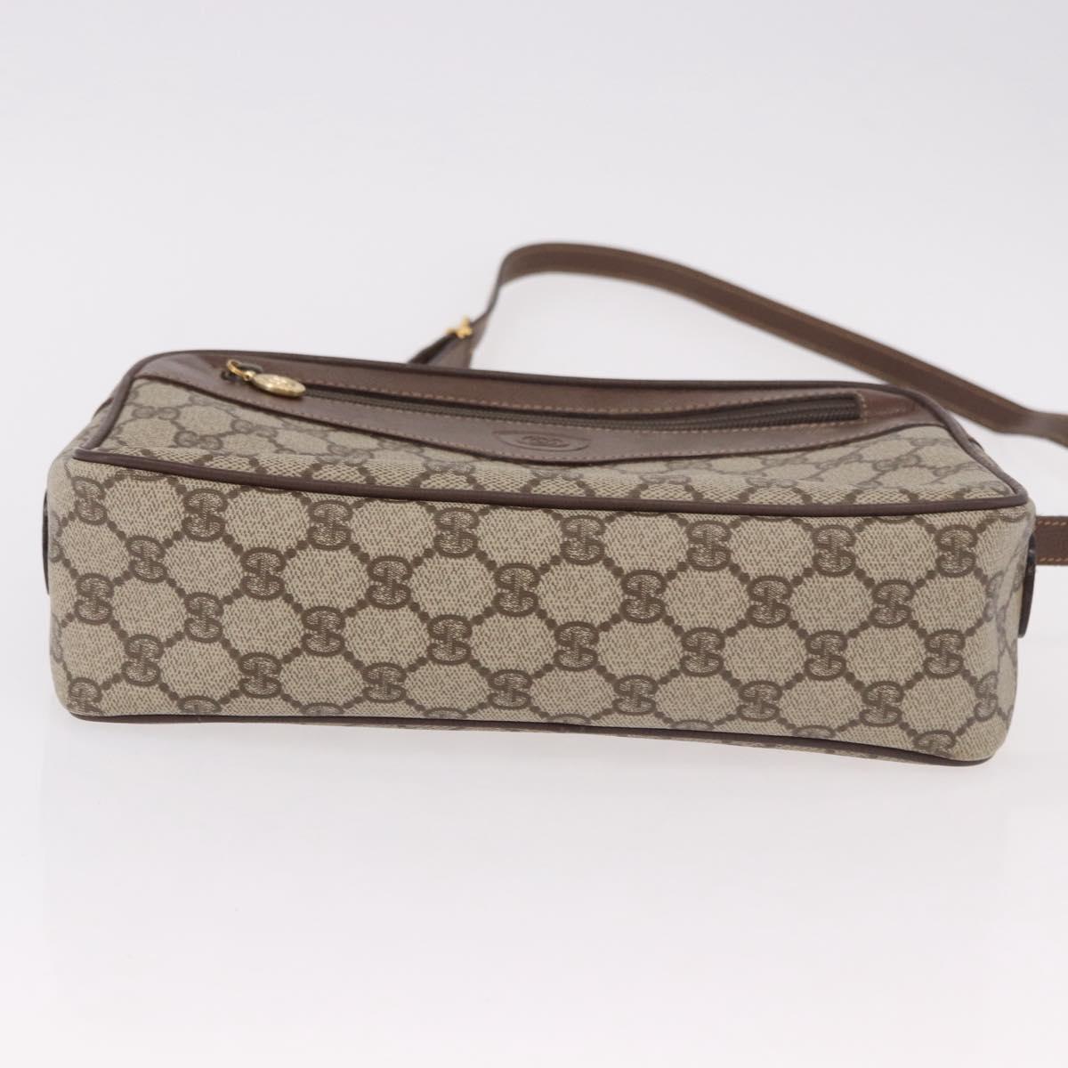 GUCCI GG Supreme Shoulder Bag PVC Leather Beige Gold Auth 191022