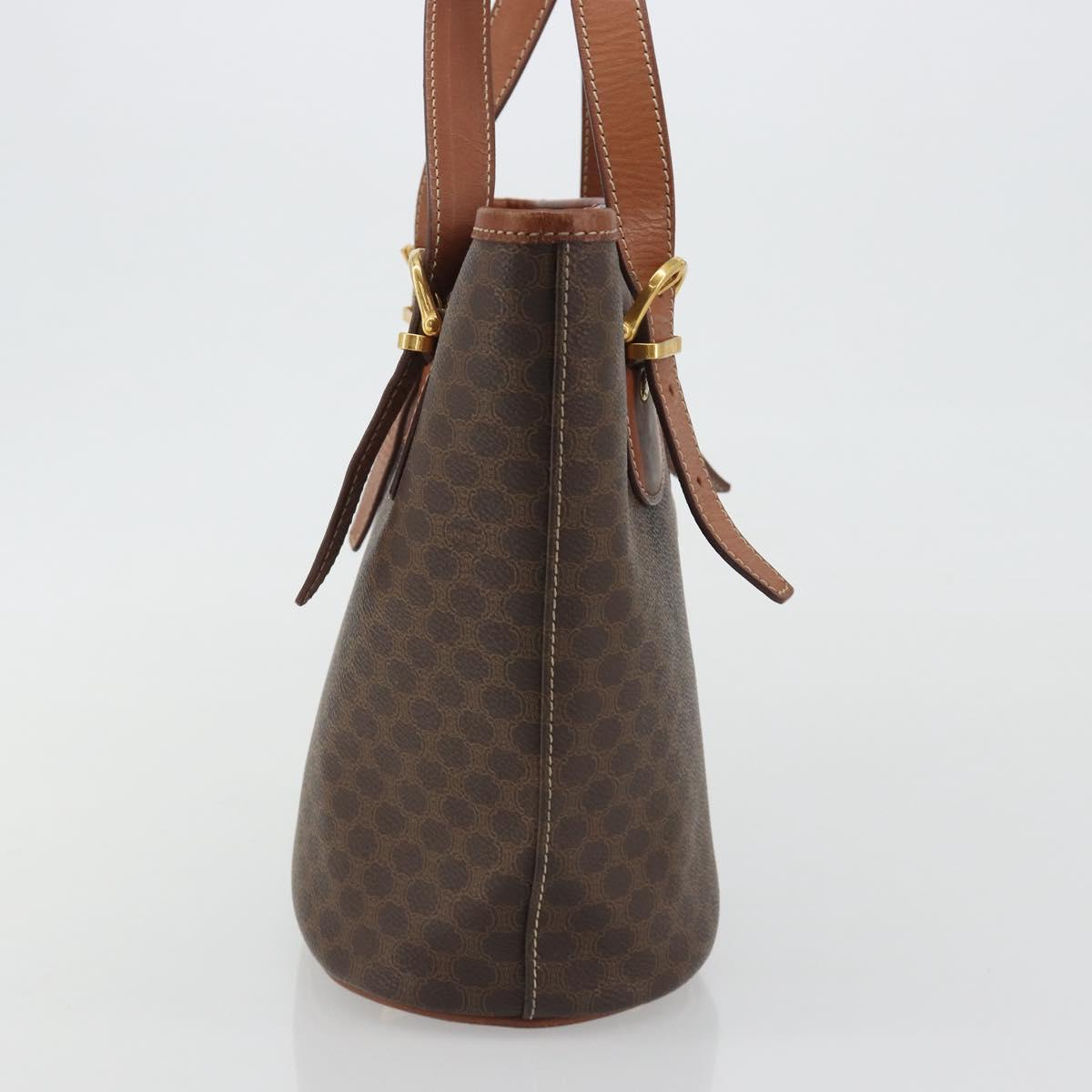 CELINE Macadam Tote Bag PVC Leather Brown Gold Auth 191023A
