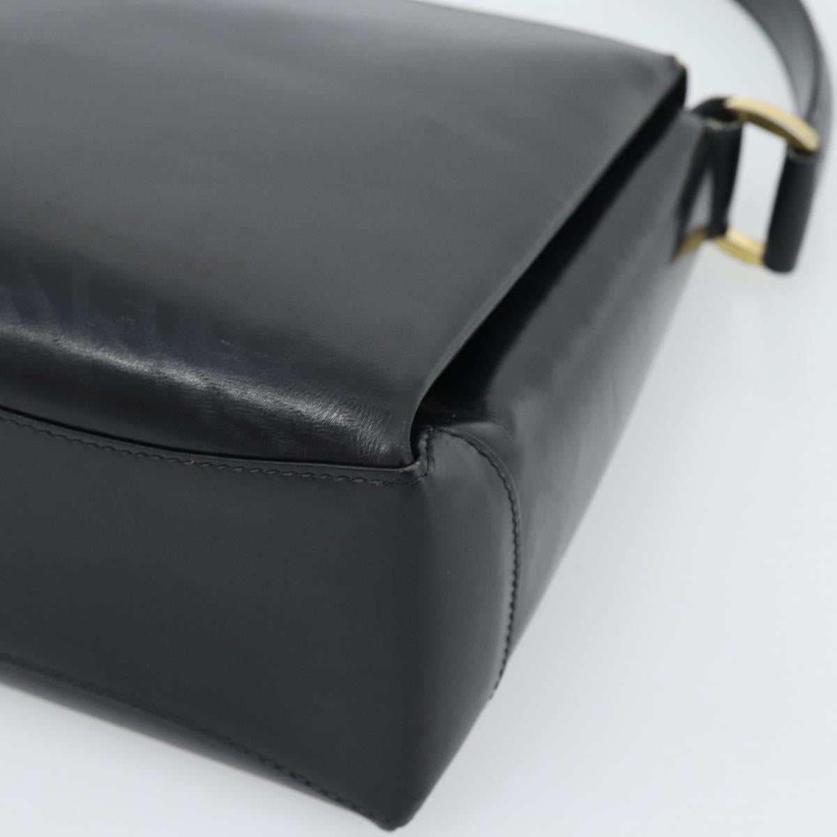 GUCCI Hand Bag Leather Black Gold 001 085 1368 Auth 191025
