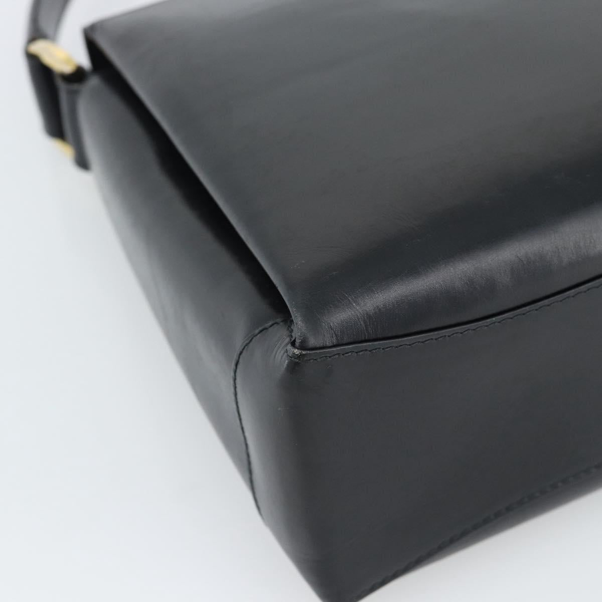 GUCCI Hand Bag Leather Black Gold 001 085 1368 Auth 191025