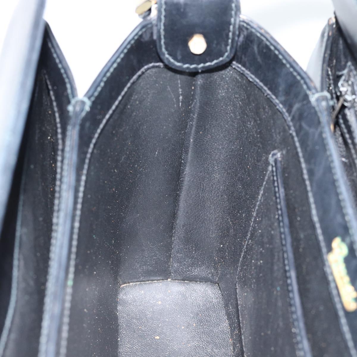 GUCCI Hand Bag Leather Black Gold 001 085 1368 Auth 191025