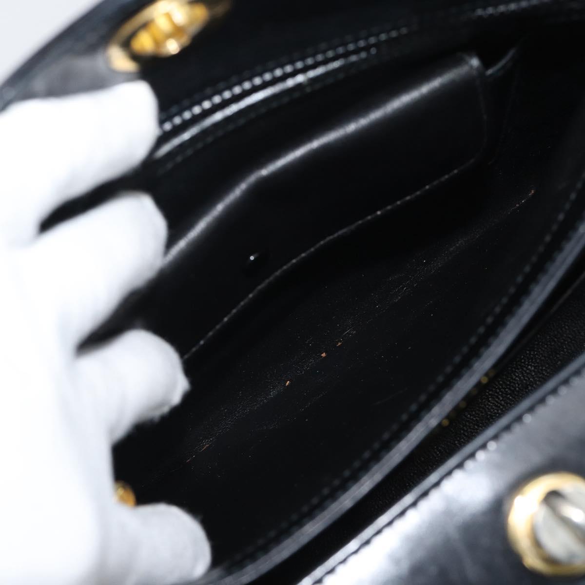 GUCCI Hand Bag Leather Black Gold 001 085 1368 Auth 191025