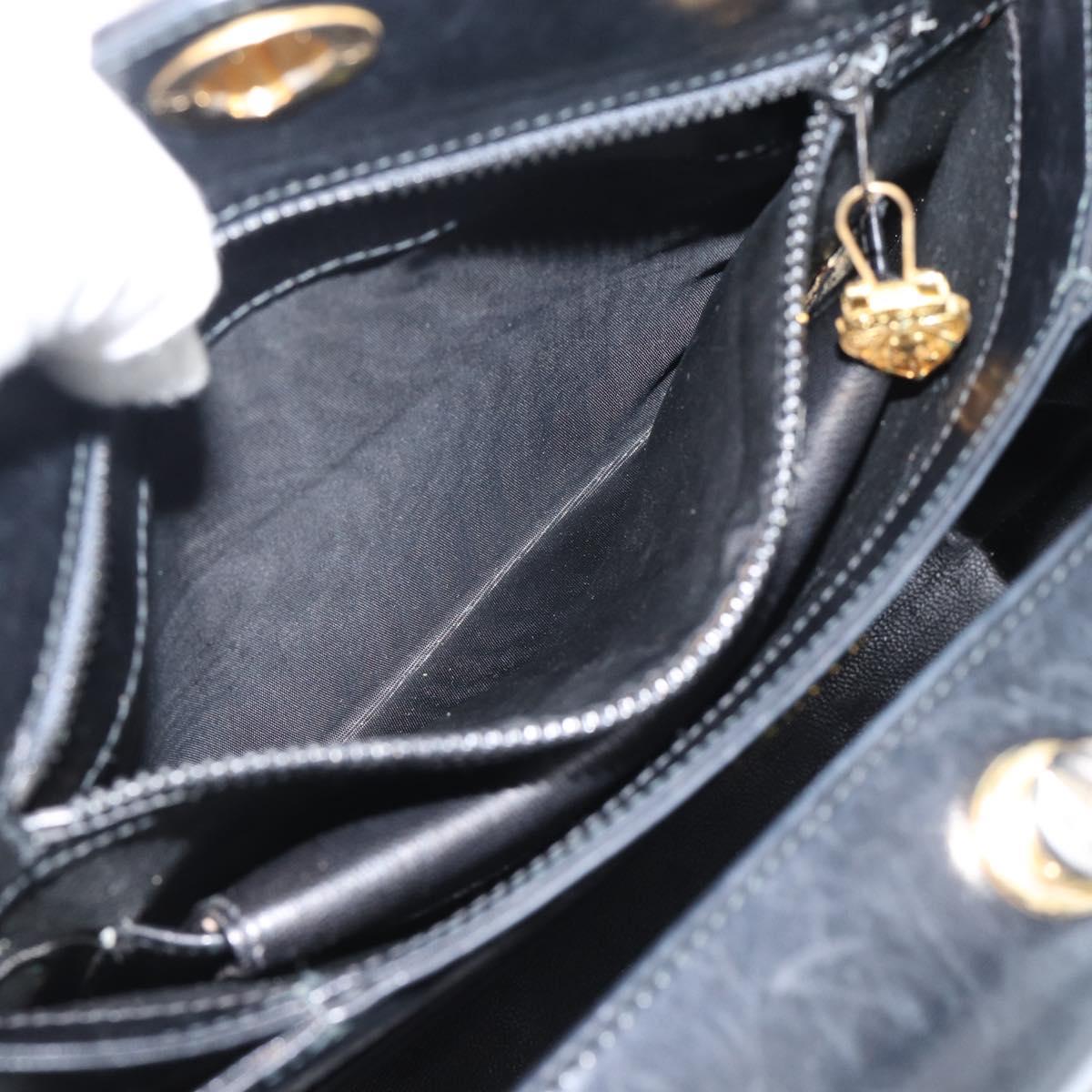 GUCCI Hand Bag Leather Black Gold 001 085 1368 Auth 191025