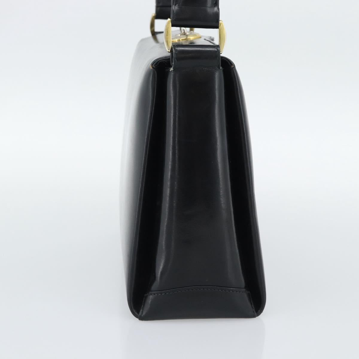 GUCCI Hand Bag Leather Black Gold 001 085 1368 Auth 191025