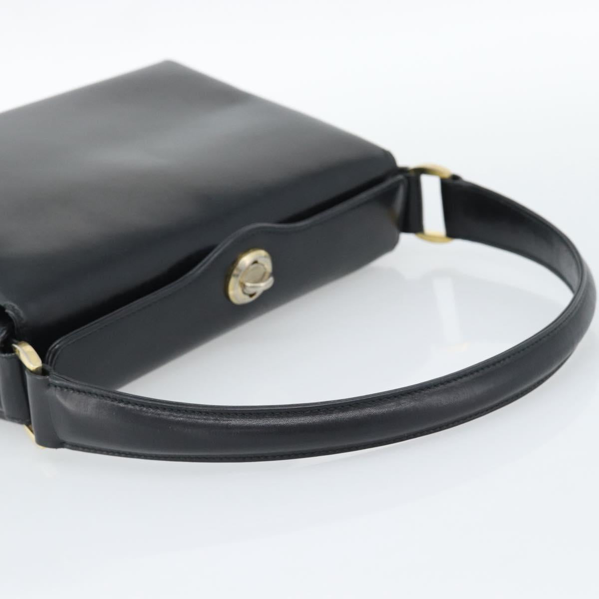 GUCCI Hand Bag Leather Black Gold 001 085 1368 Auth 191025