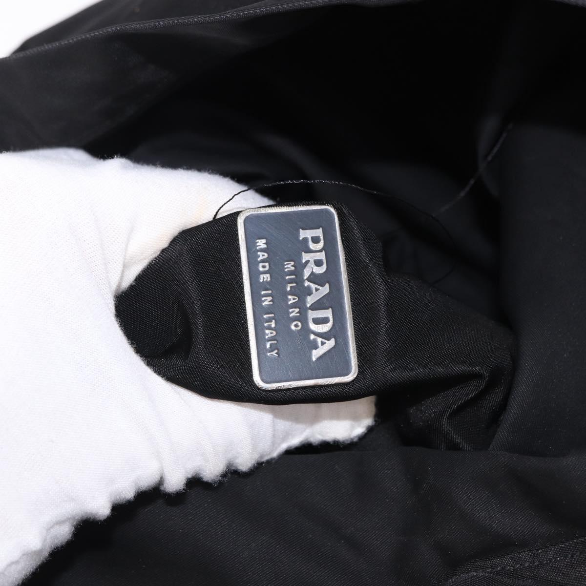 PRADA Drawstring Shoulder Bag Nylon Black Silver Auth 191026A