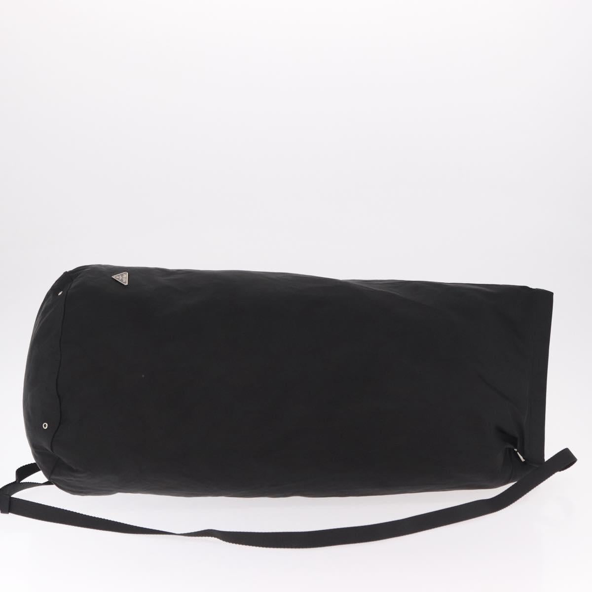 PRADA Drawstring Shoulder Bag Nylon Black Silver Auth 191026A