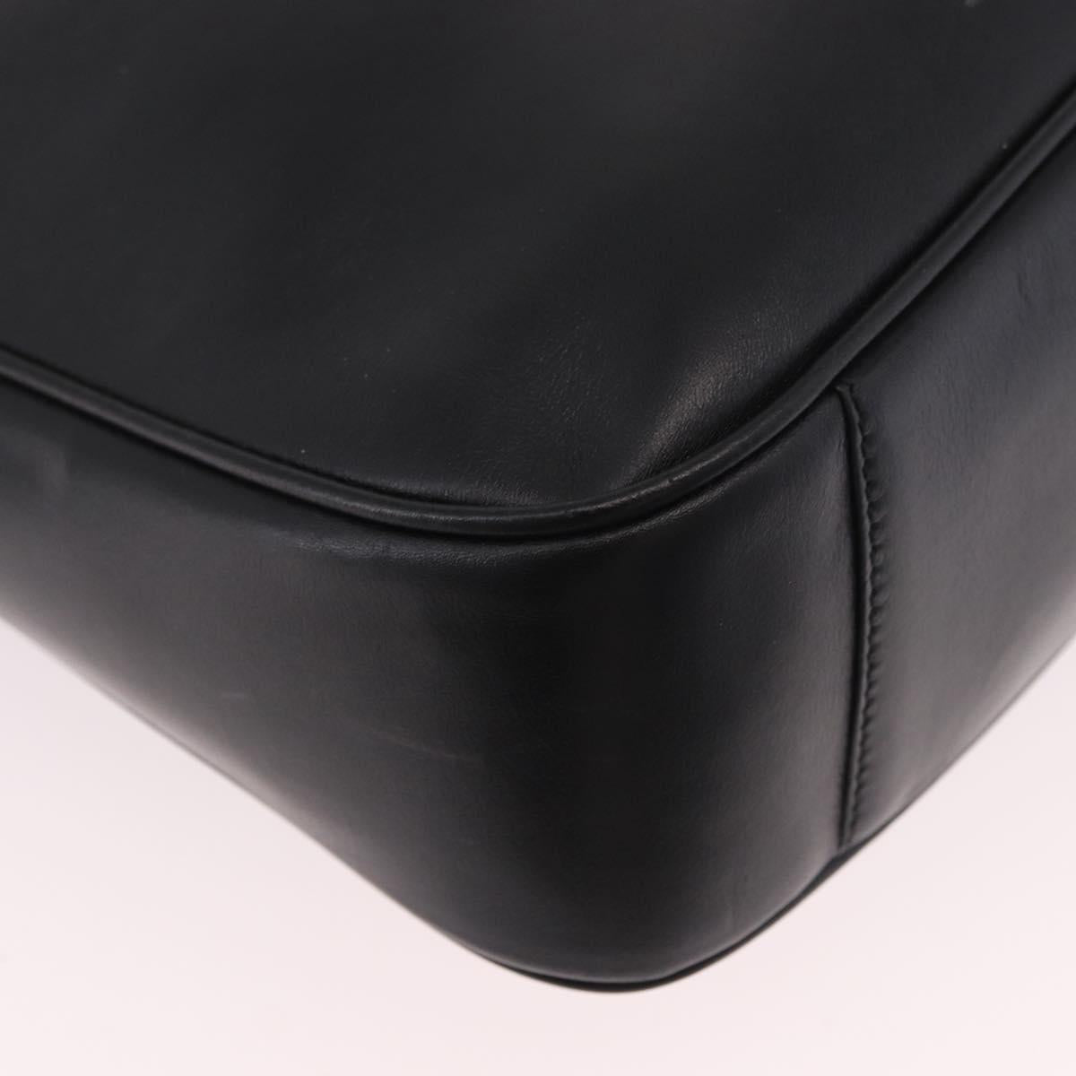 GUCCI Bamboo Hand Bag Leather 2way Black Gold 001 3444 Auth 191028