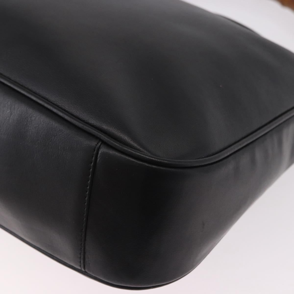 GUCCI Bamboo Hand Bag Leather 2way Black Gold 001 3444 Auth 191028